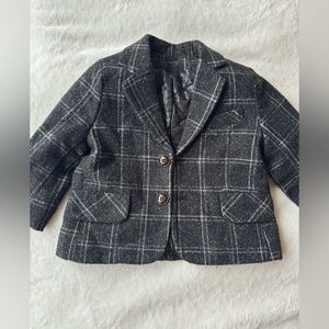 Stylish Black and White Plaid Blazer